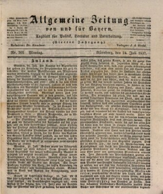 Allgemeine Zeitung von und für Bayern (Fränkischer Kurier) Montag 24. Juli 1837