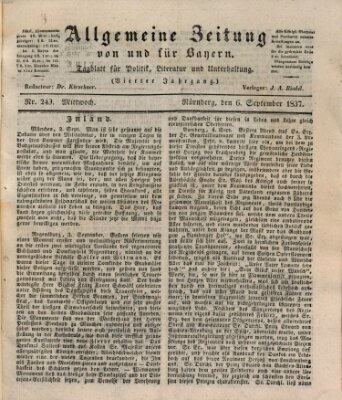 Allgemeine Zeitung von und für Bayern (Fränkischer Kurier) Mittwoch 6. September 1837