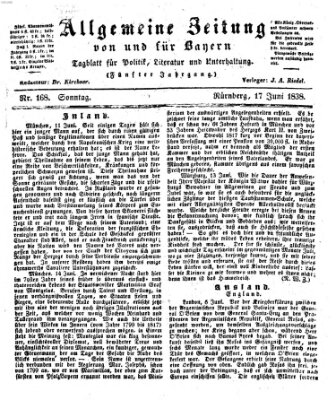 Allgemeine Zeitung von und für Bayern (Fränkischer Kurier) Sonntag 17. Juni 1838
