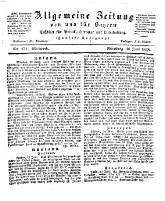 Allgemeine Zeitung von und für Bayern (Fränkischer Kurier) Mittwoch 20. Juni 1838
