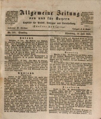 Allgemeine Zeitung von und für Bayern (Fränkischer Kurier) Samstag 21. Juli 1838