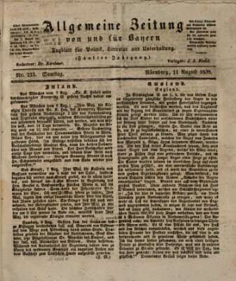 Allgemeine Zeitung von und für Bayern (Fränkischer Kurier) Samstag 11. August 1838