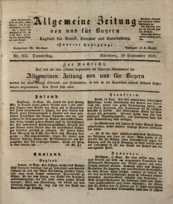 Allgemeine Zeitung von und für Bayern (Fränkischer Kurier) Donnerstag 20. September 1838