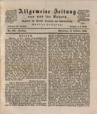 Allgemeine Zeitung von und für Bayern (Fränkischer Kurier) Montag 22. Oktober 1838