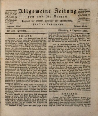 Allgemeine Zeitung von und für Bayern (Fränkischer Kurier) Dienstag 4. Dezember 1838