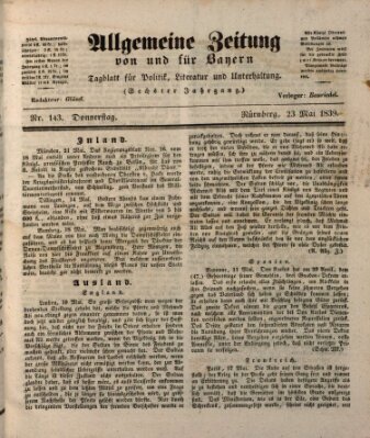 Allgemeine Zeitung von und für Bayern (Fränkischer Kurier) Donnerstag 23. Mai 1839