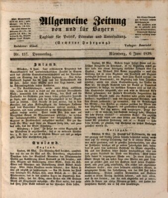 Allgemeine Zeitung von und für Bayern (Fränkischer Kurier) Donnerstag 6. Juni 1839