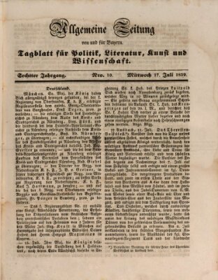 Allgemeine Zeitung von und für Bayern (Fränkischer Kurier) Mittwoch 17. Juli 1839