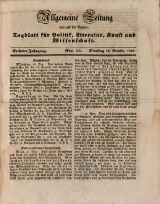 Allgemeine Zeitung von und für Bayern (Fränkischer Kurier) Dienstag 19. November 1839
