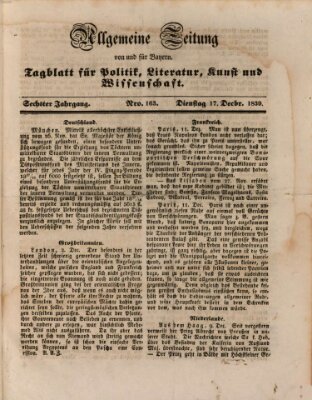 Allgemeine Zeitung von und für Bayern (Fränkischer Kurier) Dienstag 17. Dezember 1839