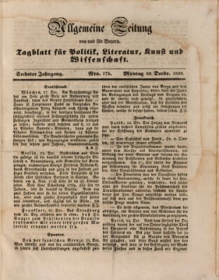 Allgemeine Zeitung von und für Bayern (Fränkischer Kurier) Montag 30. Dezember 1839