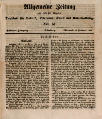 Allgemeine Zeitung von und für Bayern (Fränkischer Kurier) Mittwoch 26. Februar 1840