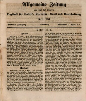 Allgemeine Zeitung von und für Bayern (Fränkischer Kurier) Mittwoch 15. April 1840