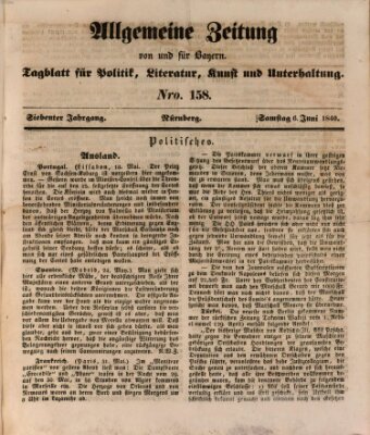Allgemeine Zeitung von und für Bayern (Fränkischer Kurier) Samstag 6. Juni 1840