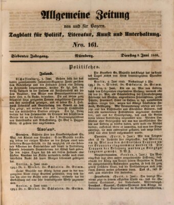 Allgemeine Zeitung von und für Bayern (Fränkischer Kurier) Dienstag 9. Juni 1840