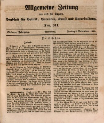 Allgemeine Zeitung von und für Bayern (Fränkischer Kurier) Freitag 6. November 1840