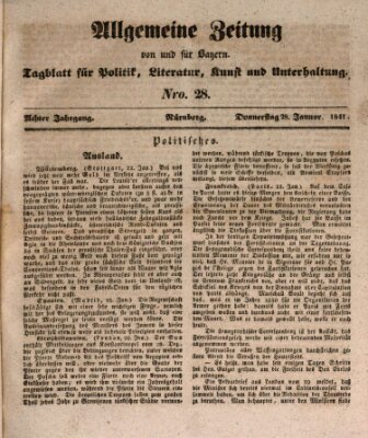 Allgemeine Zeitung von und für Bayern (Fränkischer Kurier) Donnerstag 28. Januar 1841