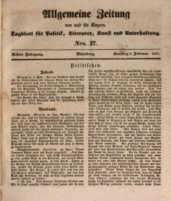 Allgemeine Zeitung von und für Bayern (Fränkischer Kurier) Samstag 6. Februar 1841