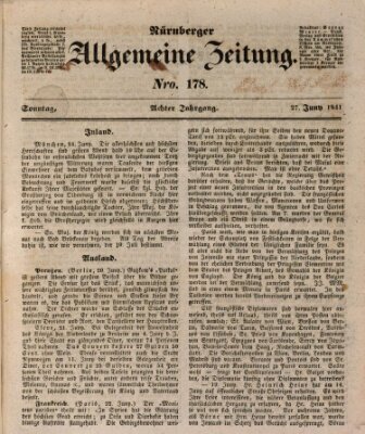 Nürnberger Zeitung (Fränkischer Kurier) Sonntag 27. Juni 1841