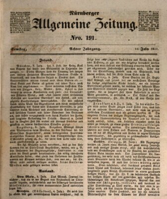 Nürnberger Zeitung (Fränkischer Kurier) Samstag 10. Juli 1841