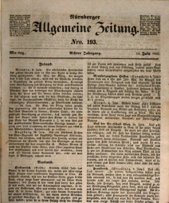 Nürnberger Zeitung (Fränkischer Kurier) Montag 12. Juli 1841