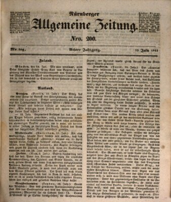 Nürnberger Zeitung (Fränkischer Kurier) Montag 19. Juli 1841