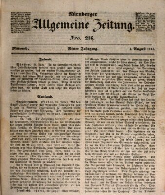 Nürnberger Zeitung (Fränkischer Kurier) Mittwoch 4. August 1841