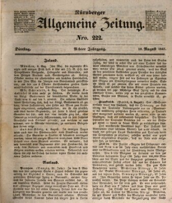 Nürnberger Zeitung (Fränkischer Kurier) Dienstag 10. August 1841