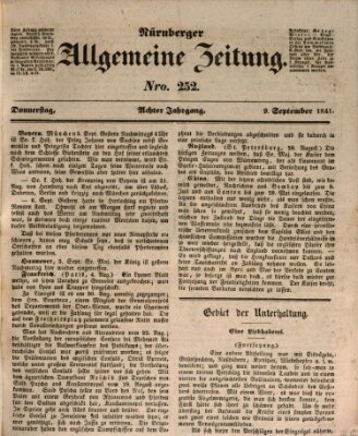 Nürnberger Zeitung (Fränkischer Kurier) Donnerstag 9. September 1841