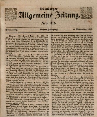 Nürnberger Zeitung (Fränkischer Kurier) Donnerstag 11. November 1841