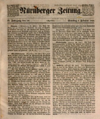 Nürnberger Zeitung (Fränkischer Kurier) Samstag 5. Februar 1842