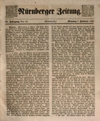 Nürnberger Zeitung (Fränkischer Kurier) Montag 7. Februar 1842