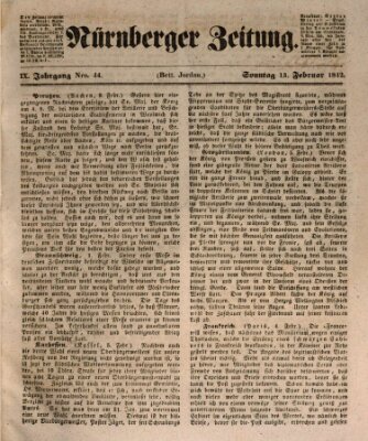 Nürnberger Zeitung (Fränkischer Kurier) Sonntag 13. Februar 1842