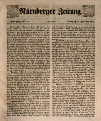 Nürnberger Zeitung (Fränkischer Kurier) Dienstag 15. Februar 1842