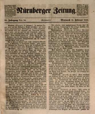 Nürnberger Zeitung (Fränkischer Kurier) Mittwoch 23. Februar 1842