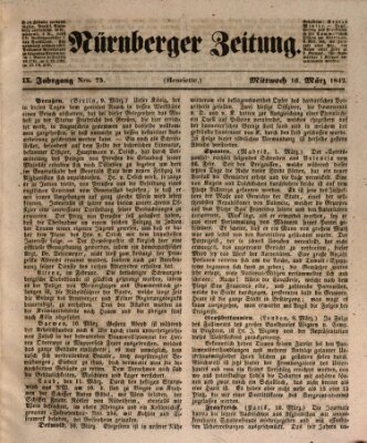 Nürnberger Zeitung (Fränkischer Kurier) Mittwoch 16. März 1842