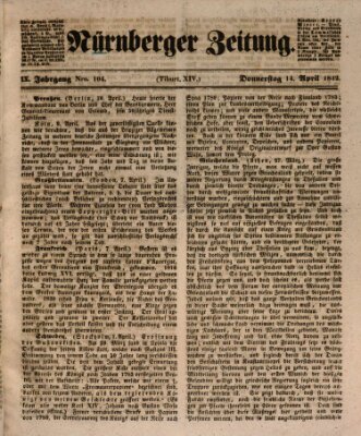 Nürnberger Zeitung (Fränkischer Kurier) Donnerstag 14. April 1842