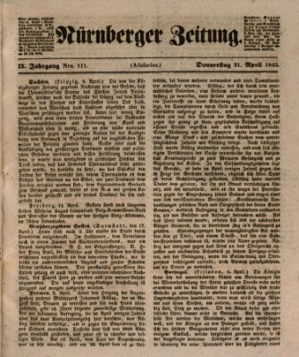 Nürnberger Zeitung (Fränkischer Kurier) Donnerstag 21. April 1842