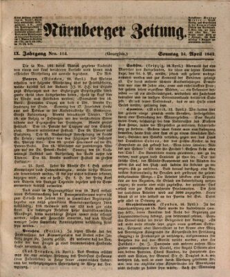 Nürnberger Zeitung (Fränkischer Kurier) Sonntag 24. April 1842