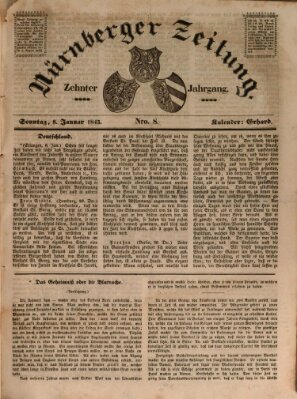 Nürnberger Zeitung (Fränkischer Kurier) Sonntag 8. Januar 1843