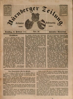Nürnberger Zeitung (Fränkischer Kurier) Samstag 25. Februar 1843