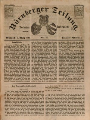 Nürnberger Zeitung (Fränkischer Kurier) Mittwoch 8. März 1843