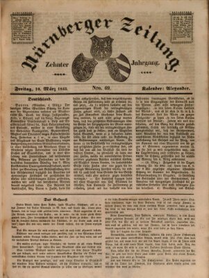 Nürnberger Zeitung (Fränkischer Kurier) Freitag 10. März 1843