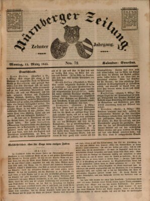 Nürnberger Zeitung (Fränkischer Kurier) Montag 13. März 1843