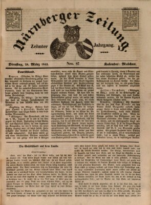 Nürnberger Zeitung (Fränkischer Kurier) Dienstag 28. März 1843