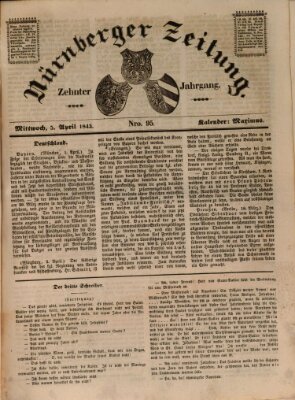 Nürnberger Zeitung (Fränkischer Kurier) Mittwoch 5. April 1843