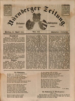 Nürnberger Zeitung (Fränkischer Kurier) Freitag 21. April 1843