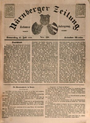 Nürnberger Zeitung (Fränkischer Kurier) Donnerstag 27. Juli 1843