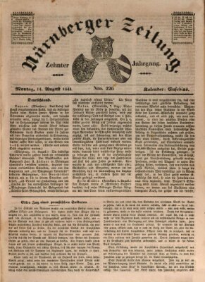 Nürnberger Zeitung (Fränkischer Kurier) Montag 14. August 1843