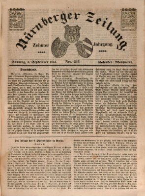 Nürnberger Zeitung (Fränkischer Kurier) Sonntag 3. September 1843